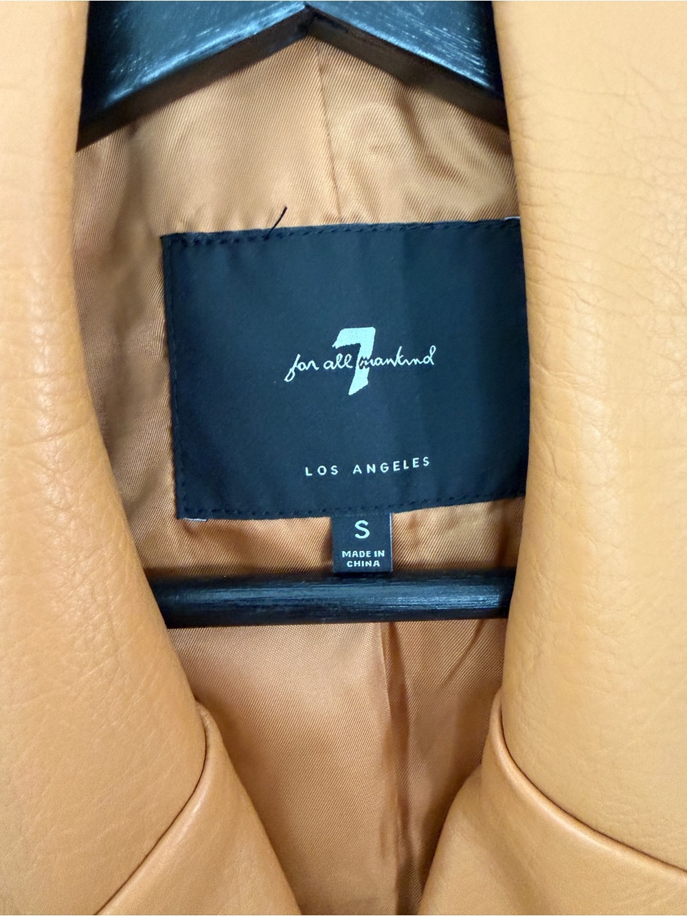7 for all mankind Faux Leather Long Trench Sz Small Camel / Caramel Like New - Picture 4 of 6